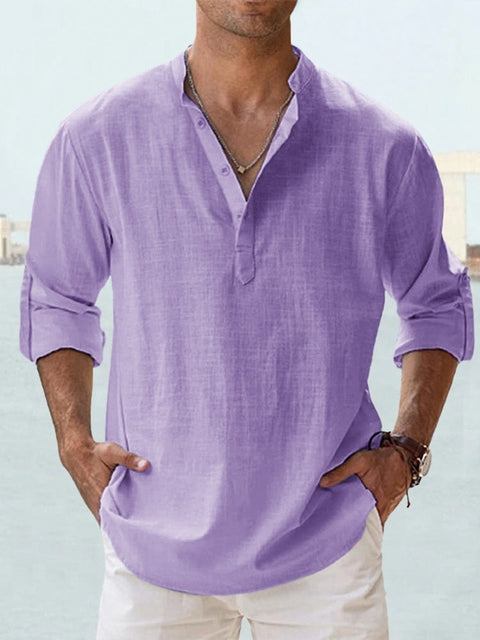 Men’s Casual Long Sleeve Shirt | Henley Neck